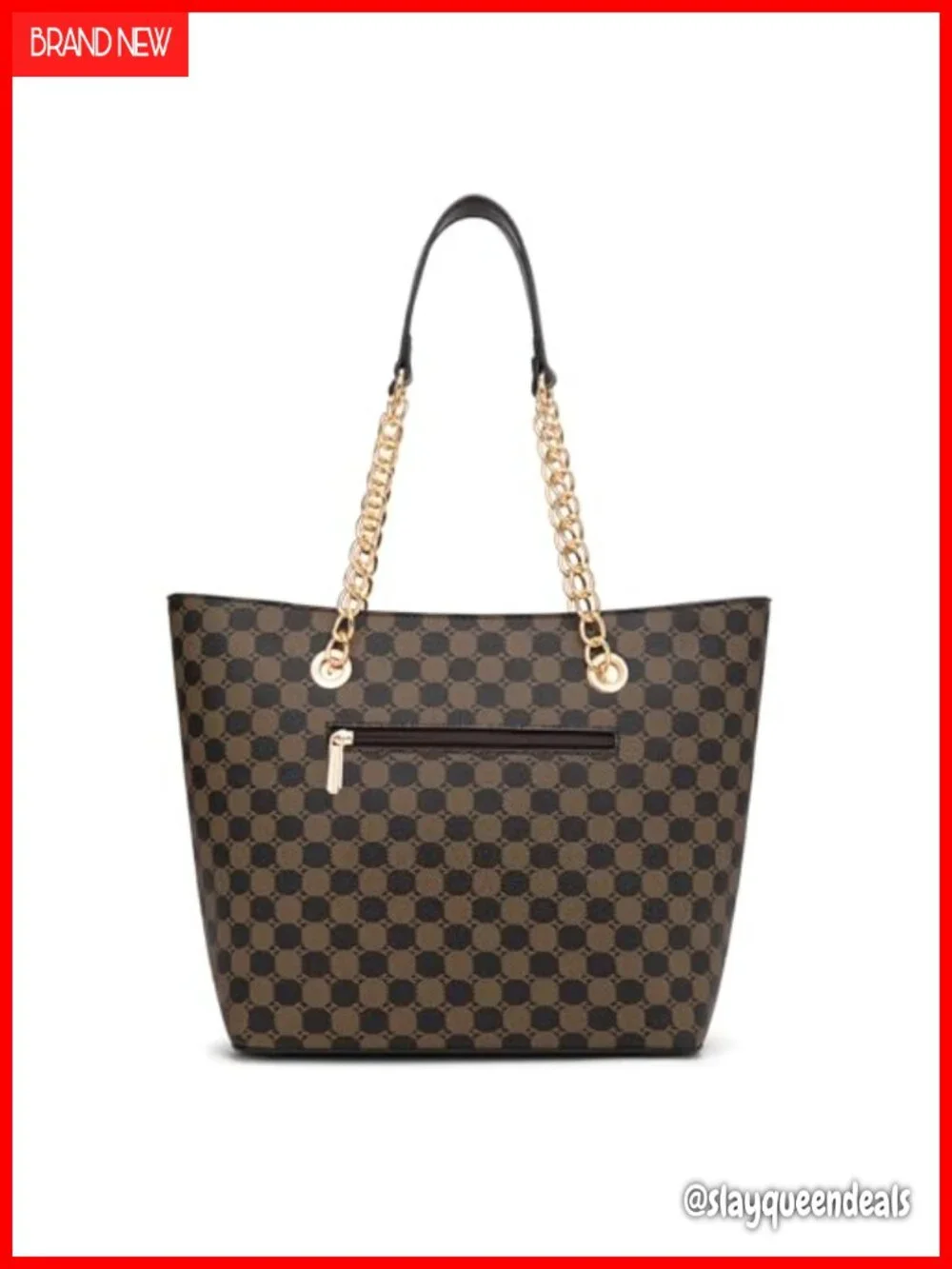 Women's Faux Leather Chain Top Handle Satchel Bag